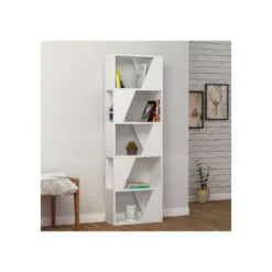 Libreria Moderna 5 Ripiani a Giorno in Legno Bianca da Ufficio Cameretta Bambini