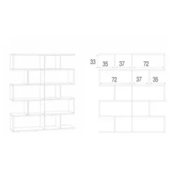 Libreria Modulare Bianco Geometrica Moderna Mensole Scaffale Ufficio