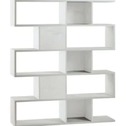 Libreria Modulare Bianco Geometrica Moderna Mensole Scaffale Ufficio