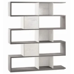 Libreria Modulare Cemento Bianco Giorno Moderna Mensole Scaffale Ufficio