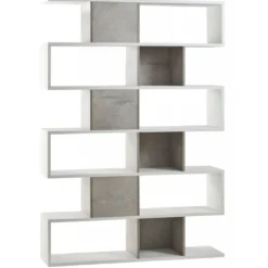 Libreria Modulare Geometrica in Legno Bianco Cemento Moderna Scaffale