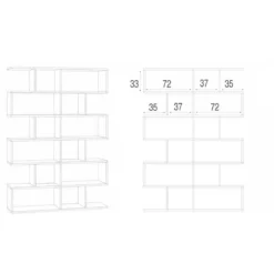 Libreria Modulare Geometrica in Legno Bianco Cemento Moderna Scaffale