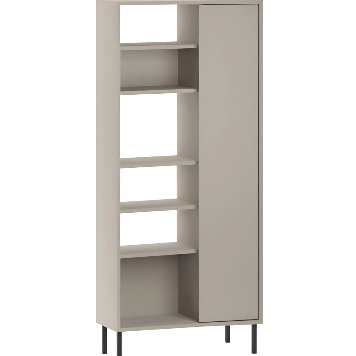 Libreria 6 Ripiani 1 Anta Battente Curva Beige Moderna Salvaspazio