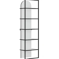Libreria 5 Ripiani Moderna da Ingresso Soggiorno Bianco Struttura Metallo