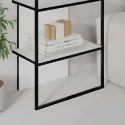 Libreria 5 Ripiani Moderna da Ingresso Soggiorno Bianco Struttura Metallo