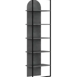 Libreria 5 Ripiani Moderna da Ingresso Soggiorno Grigio Struttura Metallo