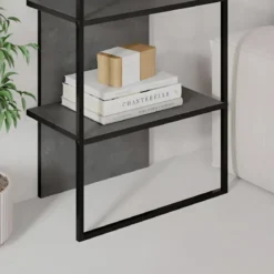 Libreria 5 Ripiani Moderna da Ingresso Soggiorno Grigio Struttura Metallo