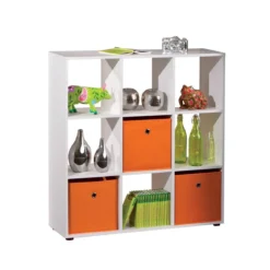 Libreria Scaffale Bianca Cubi Moderna Divisorio Stanza Parete Bifacciale Legno