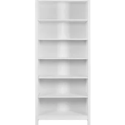 Libreria Soggiorno Camera Mobile 82 cm in Legno MDF Bianco 6 Ripiani