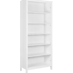 Libreria Soggiorno Camera Mobile 82 cm in Legno MDF Bianco 6 Ripiani