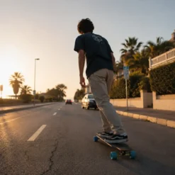 Longboard 97x23 Acero 8 Strati Skateboard Concavo Cuscinetti ABEC 7