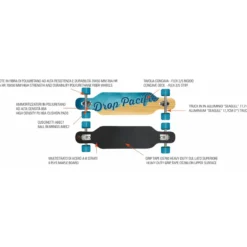 Longboard 97x23 Acero 8 Strati Skateboard Concavo Cuscinetti ABEC 7