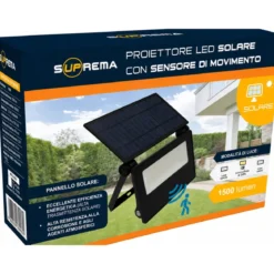 Luce da Esterno Solare LED 15W con Sensore di Movimento Ricaricabile