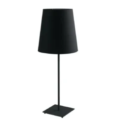 Luce in Metallo Nero Lampada da Tavolo con Paralume in Tessuto Moderna
