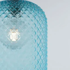Luce in Vetro da Soffitto Lampadario di Cristallo Blu Elegante per Interno