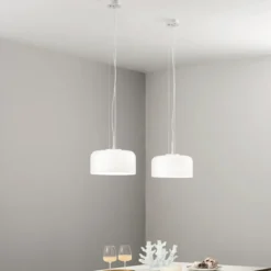 Luce in Vetro Soffiato Bianco Lampadario a Sospensione Elegante da Interno