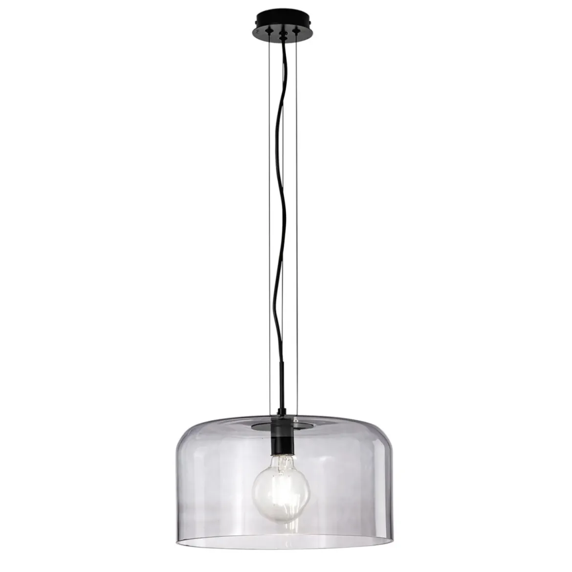 Luce in Vetro Soffiato Grigio Lampadario da Interno a Sospensione Elegante