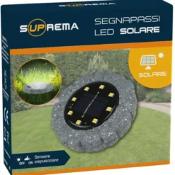 Luce Solare Segnapasso Effetto Pietra LED 12 Pezzi Giardino Vialetto