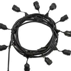 Luci per Gazebo Ombrellone 10m con 10 Portalampade E27 Nero Esterno