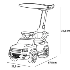 Macchina Bambini Primi Passi 86x44x98 cm Maniglia Regolabile Rossa