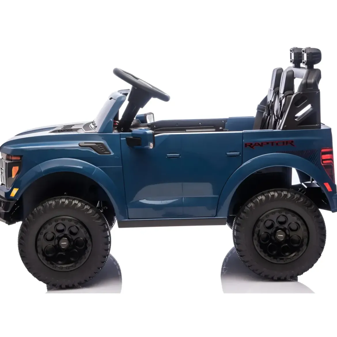Macchina Elettrica Bambini 24V Ford Raptor Blu 2 Posti Sedile Ecopelle