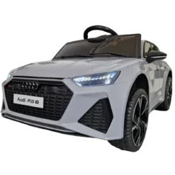 Macchina Elettrica Bambini 12V Grigio Telecomando e Sedile in Pelle