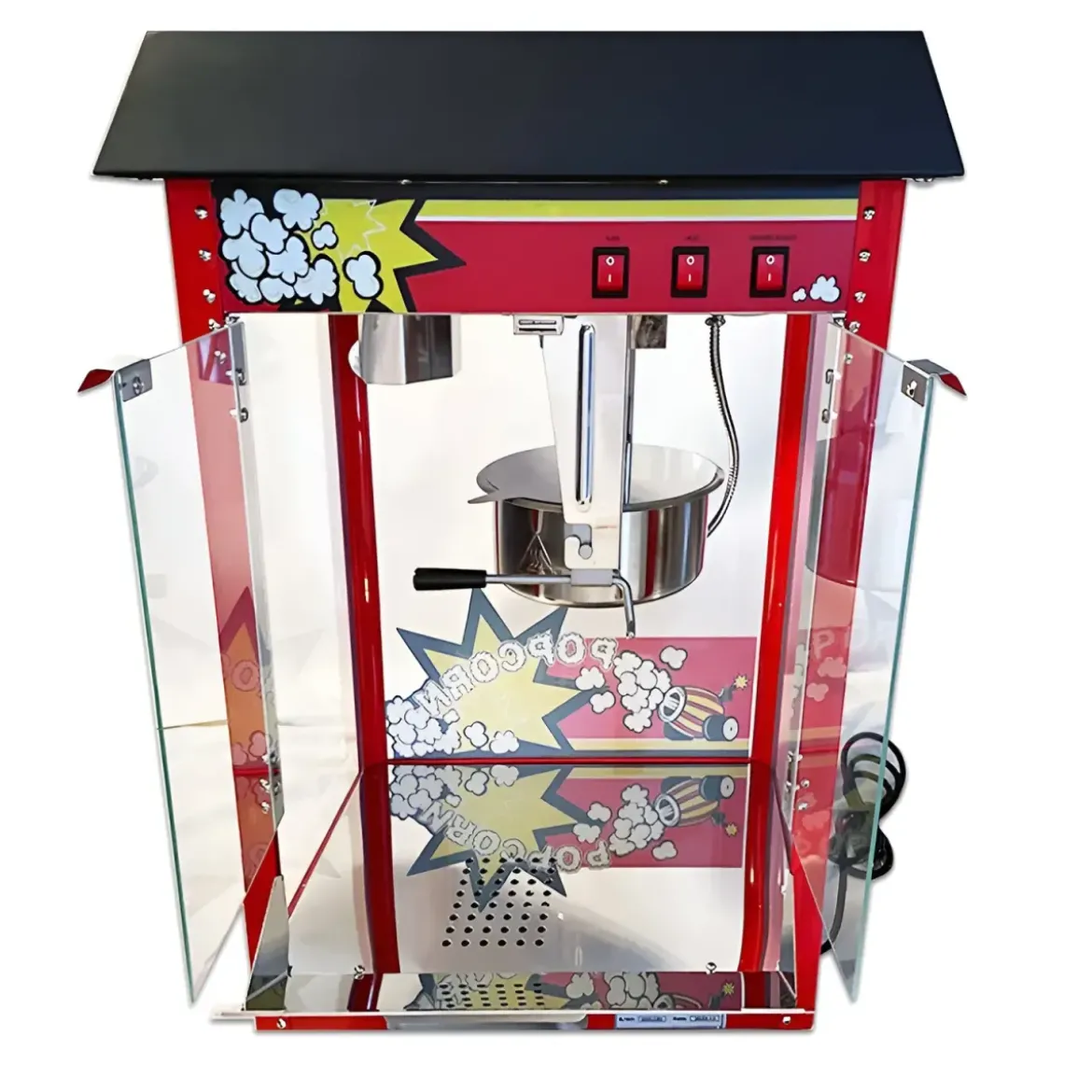 Macchina per Popcorn con Carrello Rosso Professionale Acciaio Modulare