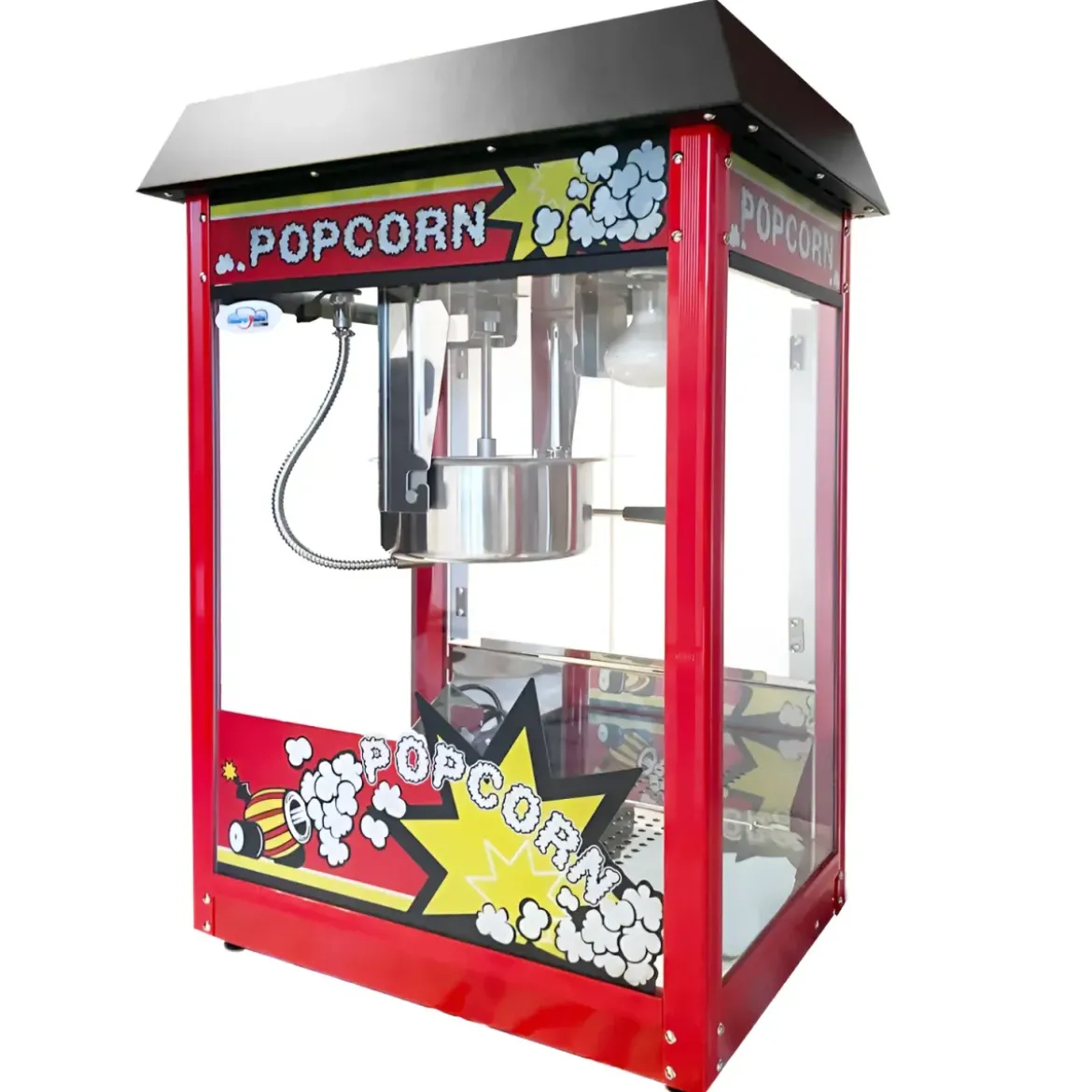 Macchina per Popcorn con Carrello Rosso Professionale Acciaio Modulare