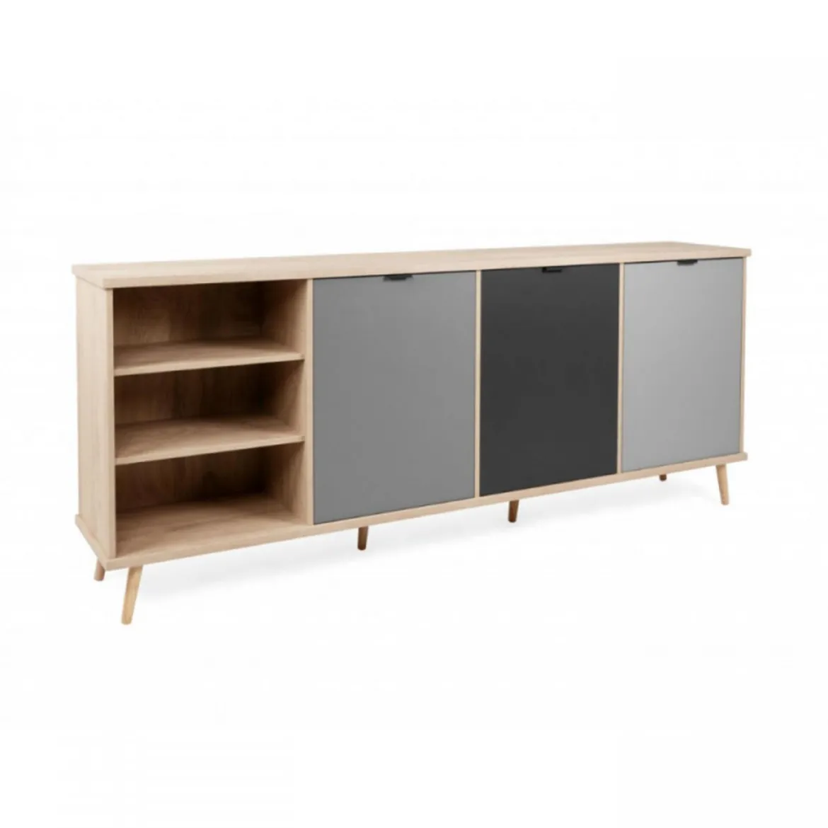 Madia a 3 Ante e Scaffali 210 cm Credenza Porta Tv Mobile da Salotto