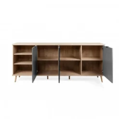 Madia a 3 Ante e Scaffali 210 cm Credenza Porta Tv Mobile da Salotto