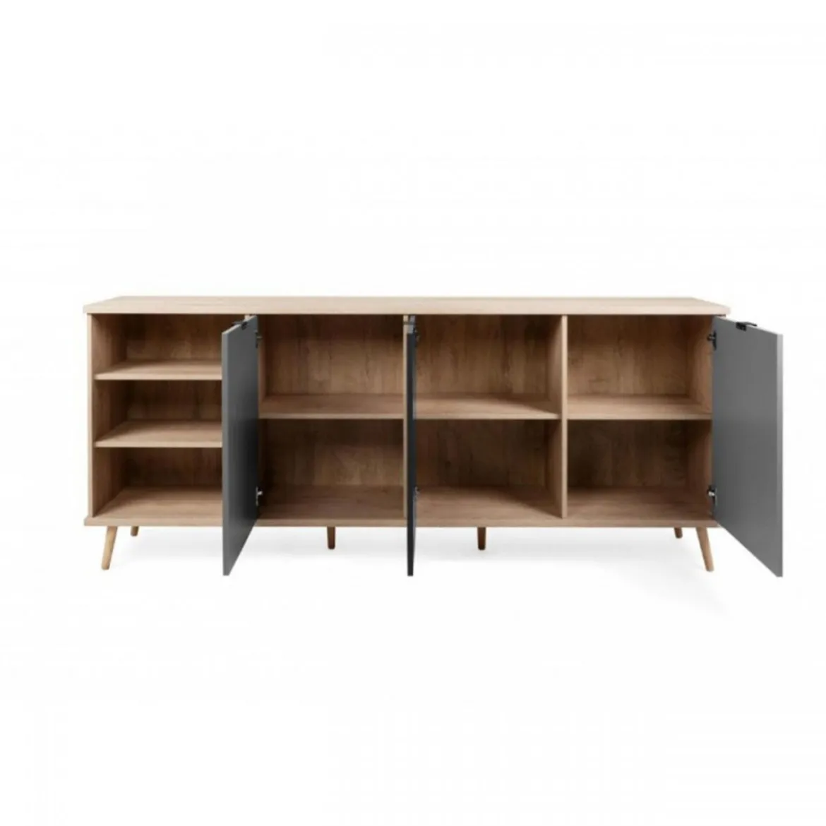 Madia a 3 Ante e Scaffali 210 cm Credenza Porta Tv Mobile da Salotto