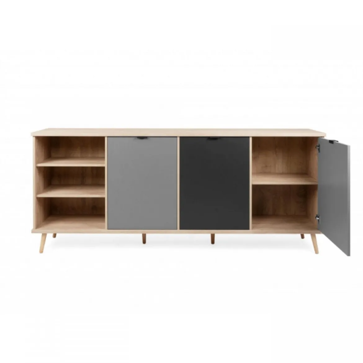 Madia a 3 Ante e Scaffali 210 cm Credenza Porta Tv Mobile da Salotto
