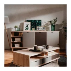 Madia a 3 Ante e Scaffali 210 cm Credenza Porta Tv Mobile da Salotto