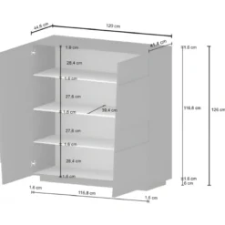 Madia Alta Antracite Opaco Credenza 4 Ante 3 Ripiani Legno Salvaspazio