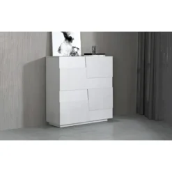 Madia Alta Bianco Laccato Credenza 4 Ante 3 Ripiani Legno Salvaspazio