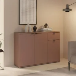 Madia 3 Ante 1 Cassetto Credenza Salvaspazio Terracotta per Soggiorno