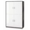 Madia Armadio Mobile Credenza Nero Bianco Lucido 4 Ante Buffet Soggiorno