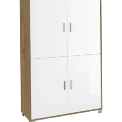 Madia Armadio Noce Bianco Lucido Mobile Credenza 4 Ante Buffet Soggiorno