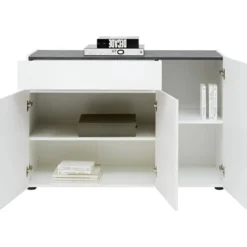 Madia Bianca 120x42x80 cm con 3 Ante e Cassetto Soft-Close