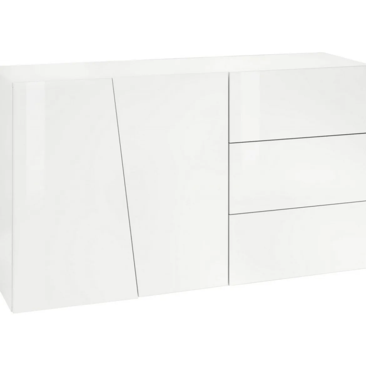 Madia 140 cm Credenza Laccato Bianco Mobile con 3 Cassetti e 2 Ante