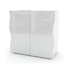 Madia con 2 Ante Bianco Lucido Credenza per Soggiorno Moderna Multifunzione