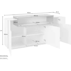 Madia Credenza 3 Bianco Acero Ante 160x45x85 cm