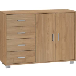 Madia Credenza Noce Mobile 2 Ante 4 Cassetti Contenitore Basso Salone
