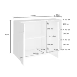 Madia da Ingresso 120 cm Credenza Grigio Cemento con Ante e Ripiani