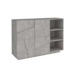 Madia da Ingresso 120 cm Credenza Grigio Cemento con Ante e Ripiani
