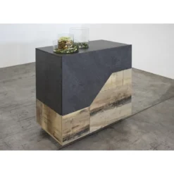 Madia in Legno Grigio e Acero Mobile 100 cm con 2 Ante da Ingresso
