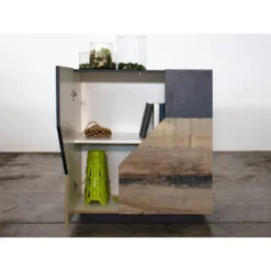 Madia in Legno Grigio e Acero Mobile 100 cm con 2 Ante da Ingresso