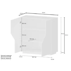 Madia in Legno Grigio e Acero Mobile 100 cm con 2 Ante da Ingresso