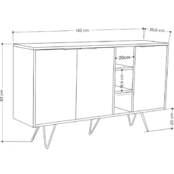 Madia Moderna 3 Ante Credenza da Soggiorno con Vani Rovere