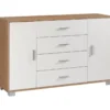 Madia Noce Bianco Mobile Credenza 2 Ante 4 Cassetti Contenitore Salotto